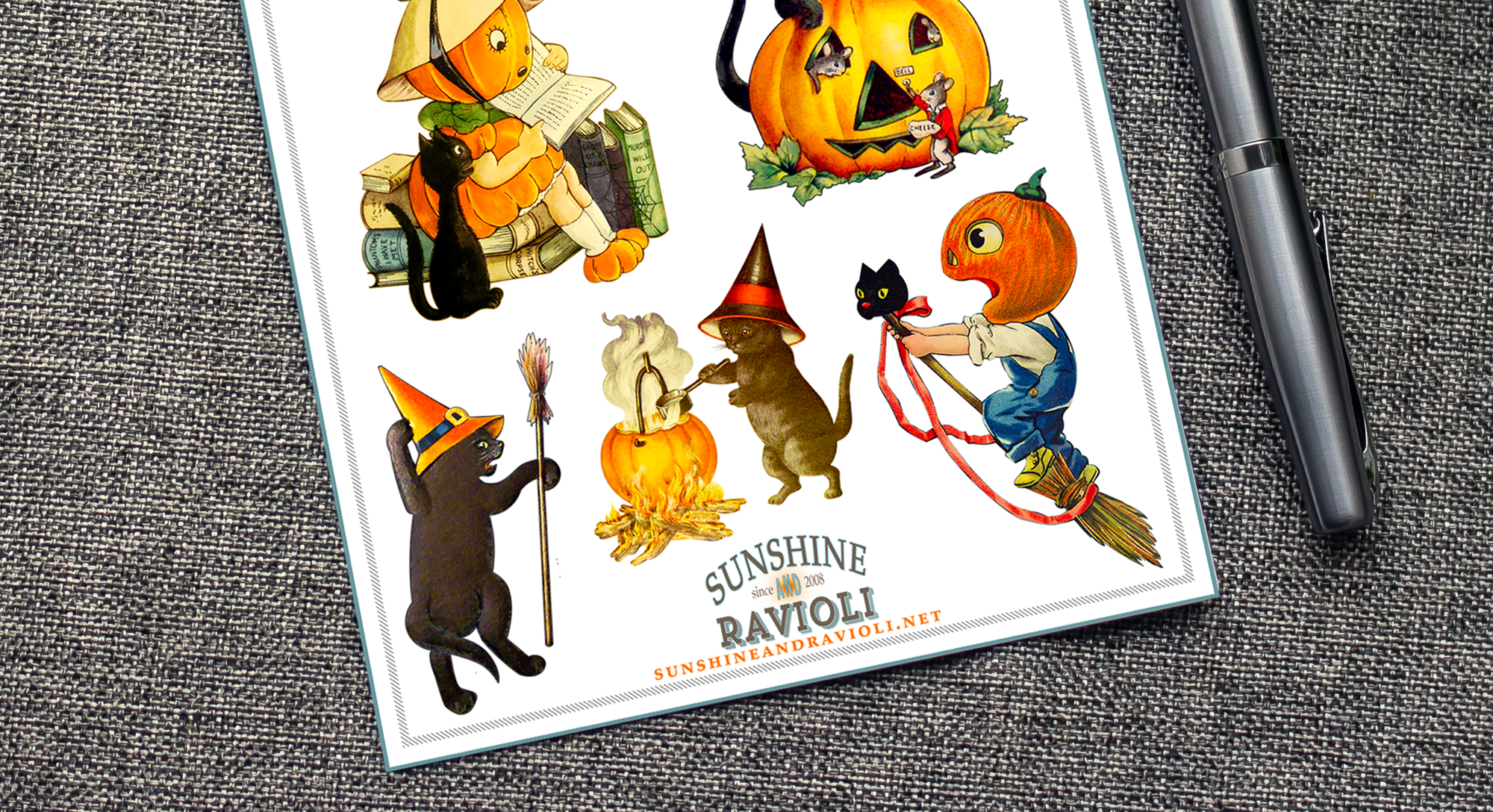 Black Cat Halloween Sticker Sheet