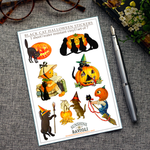 Black Cat Halloween Sticker Sheet