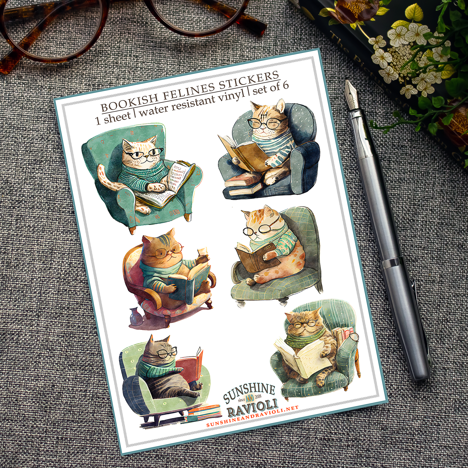 Sticker Sheet - Bookish Felines