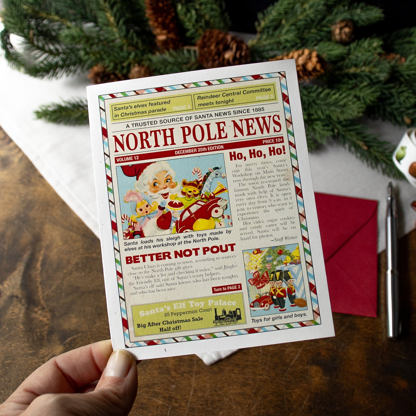 Christmas Cards - Boxed Set of 8 Cards and Envelopes - The North Pole News