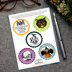 Nevermore Edgar Allen Poe Halloween Sticker Sheet