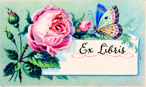 Rose and Butterfly Bookplate Stickers