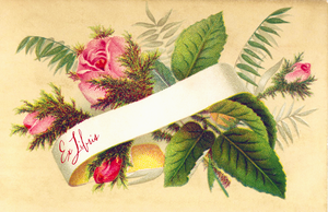 Bookplate Sticker Set - Pink Rose Banner