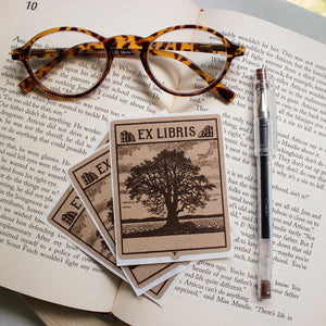 Sepia Oak Tree Bookplates