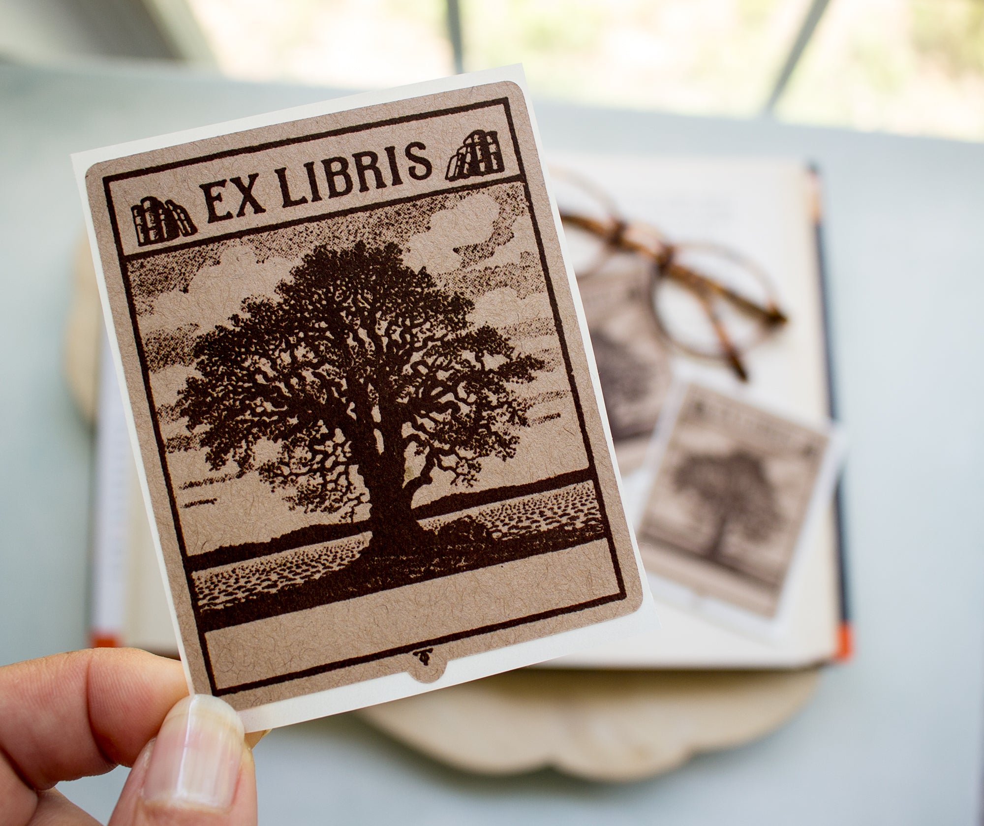 Sepia Oak Tree Bookplates