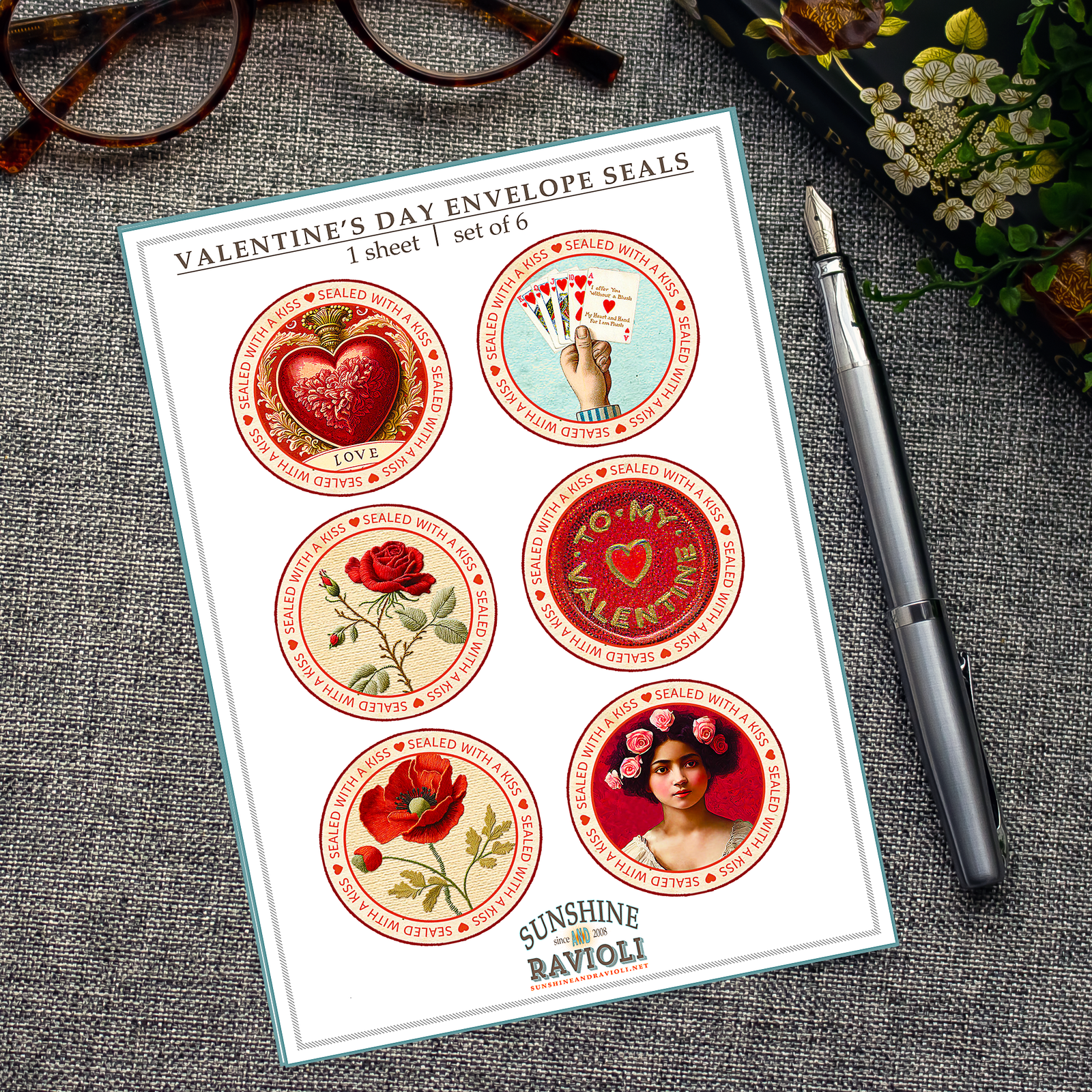 Sticker Sheet - Valentine's Day Envelope Seal
