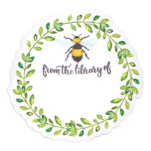 Bookplate Stickers - Bumblebee Wreath