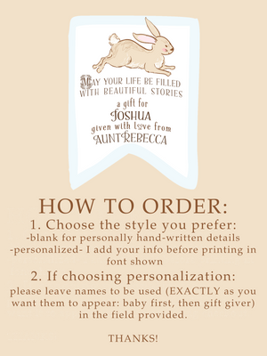 Bunny Baby Shower Bookplates - Blue