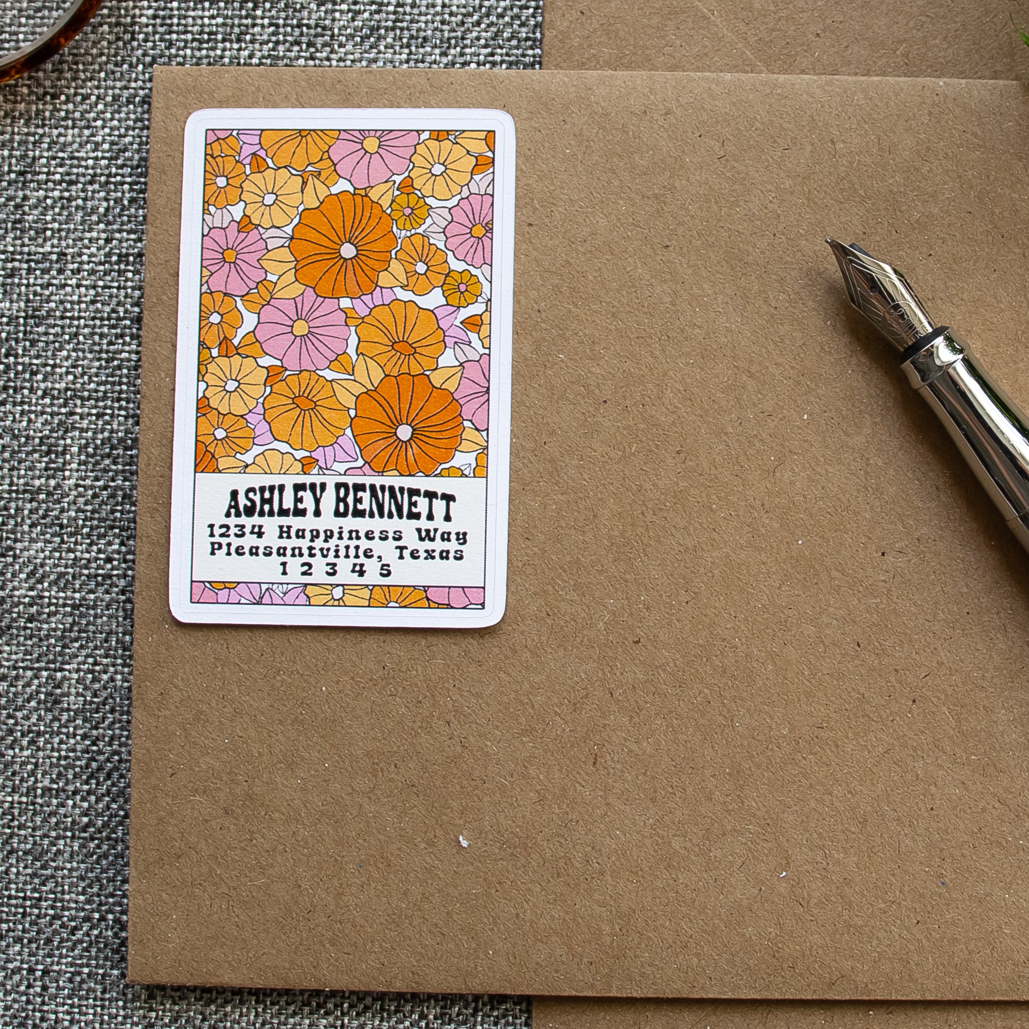 Personalized Retro Address Labels, Flower Power