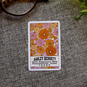 Personalized Retro Address Labels, Flower Power