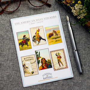 Cowboy Sticker Sheet, Vintage Western Vinyl Decals for Laptops, Journals, Water Bottles