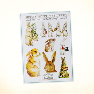 Bunny Sticker Sheet for Easter Baskets, Vintage Rabbits Vinyl Decals for Scrapbooks, Journals