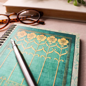 Spiral Notebook, Art Deco Floral Vintage Book Cover Journal, Book Lover Gift for Gardeners