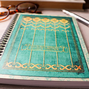 Spiral Notebook, Art Deco Floral Vintage Book Cover Journal, Book Lover Gift for Gardeners