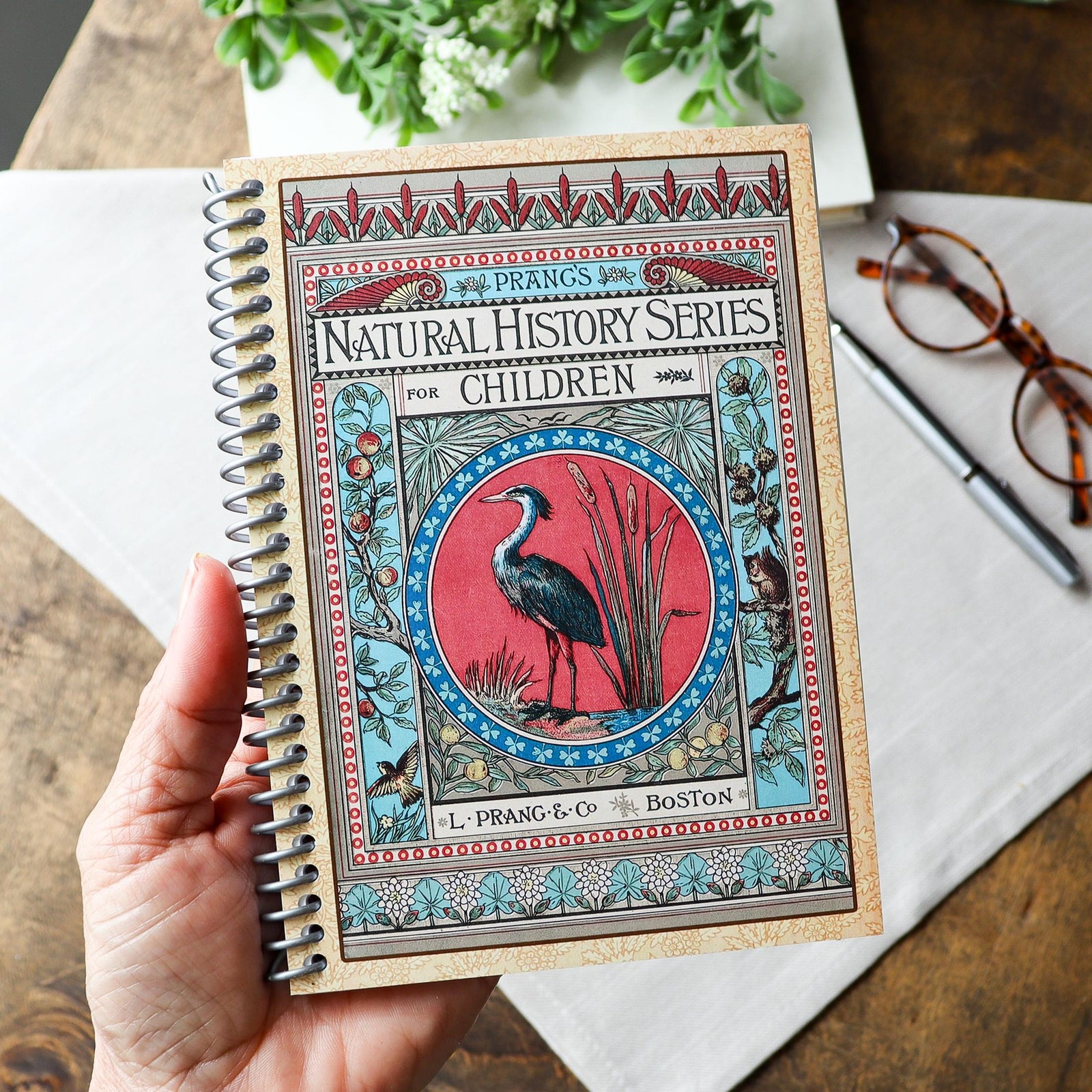 Spiral Notebook for Writers, Prang's Natural History Journal, Gift for book Lovers
