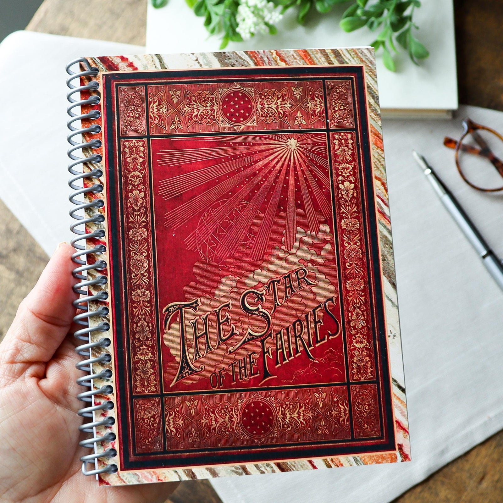 Spiral Notebook for Writers, Vintage Book Cover Journal, Star of the Fairies, Gift for Book Lovers