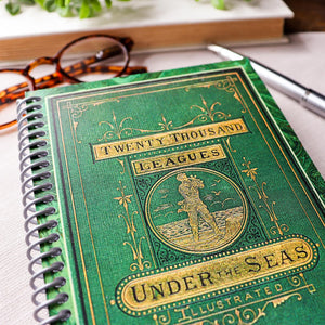 Spiral Notebook, Vintage Book Cover Journal, Jules Verne, Gift for Book Lovers