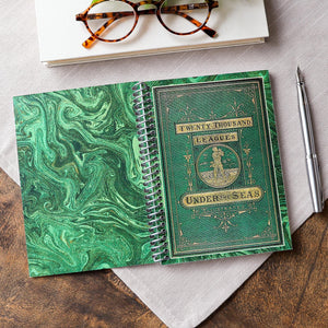 Spiral Notebook, Vintage Book Cover Journal, Jules Verne, Gift for Book Lovers