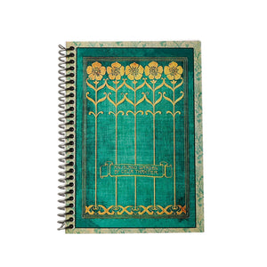 Spiral Notebook, Art Deco Floral Vintage Book Cover Journal, Book Lover Gift for Gardeners