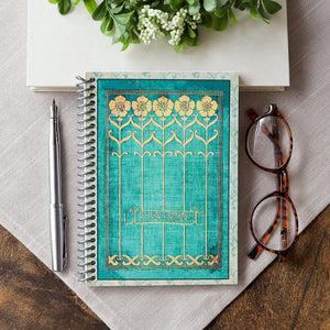 Spiral Notebook, Art Deco Floral Vintage Book Cover Journal, Book Lover Gift for Gardeners