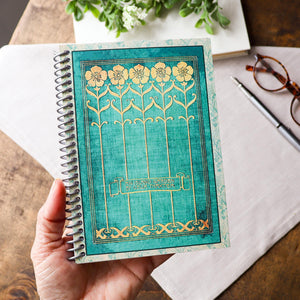 Spiral Notebook, Art Deco Floral Vintage Book Cover Journal, Book Lover Gift for Gardeners