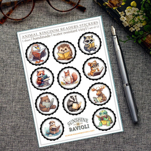 Reading Animals Sticker Sheet: Book Lover Gift, Summer Reading Reward