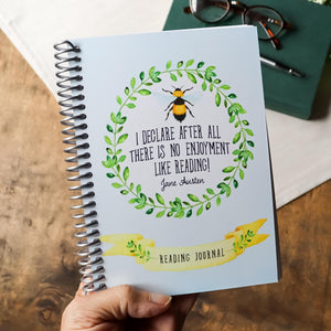 Jane Austen Reading Journal: Handmade Book Tracker with Bumblebee Design