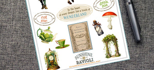 Alice in Wonderland Sticker Sheet: Vintage Storybook Water-Resistant Vinyl