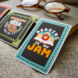 Reading Is My Jam Sticker, Bookish Humor, Small Gift for Readers, Vinyl Decal