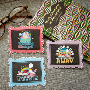 Bookish Sticker Bundle, Reading Gifts for Kids, Teachers, Vinyl Decals, Set of 3