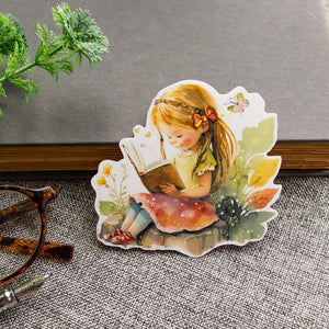Bookish Sticker Set, Reading Girl and Fairy, Bookworm Gift for Young Readers
