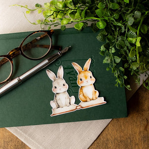Bookish Bunnies Vinyl Sticker, Cottagecore Rabbit Decal for Readers, Bookworm Gift