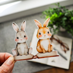 Bookish Bunnies Vinyl Sticker, Cottagecore Rabbit Decal for Readers, Bookworm Gift