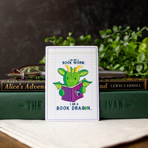 Book Dragon Sticker, Reading Humor, Bookish Small Gift for Kids, Teachers, Vinyl Decal