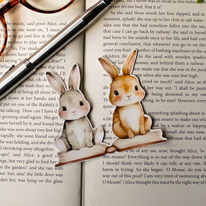 Bookish Bunnies Vinyl Sticker, Cottagecore Rabbit Decal for Readers, Bookworm Gift