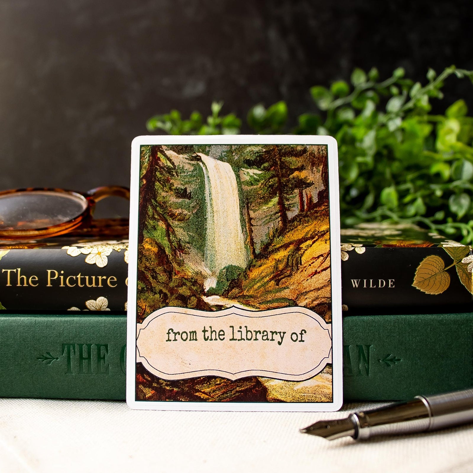 Waterfall Bookplate Sticker Set, Bookish Gift for Nature Lovers, Woodland Book Plate Labels