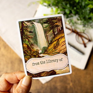 Waterfall Bookplate Sticker Set, Bookish Gift for Nature Lovers, Woodland Book Plate Labels