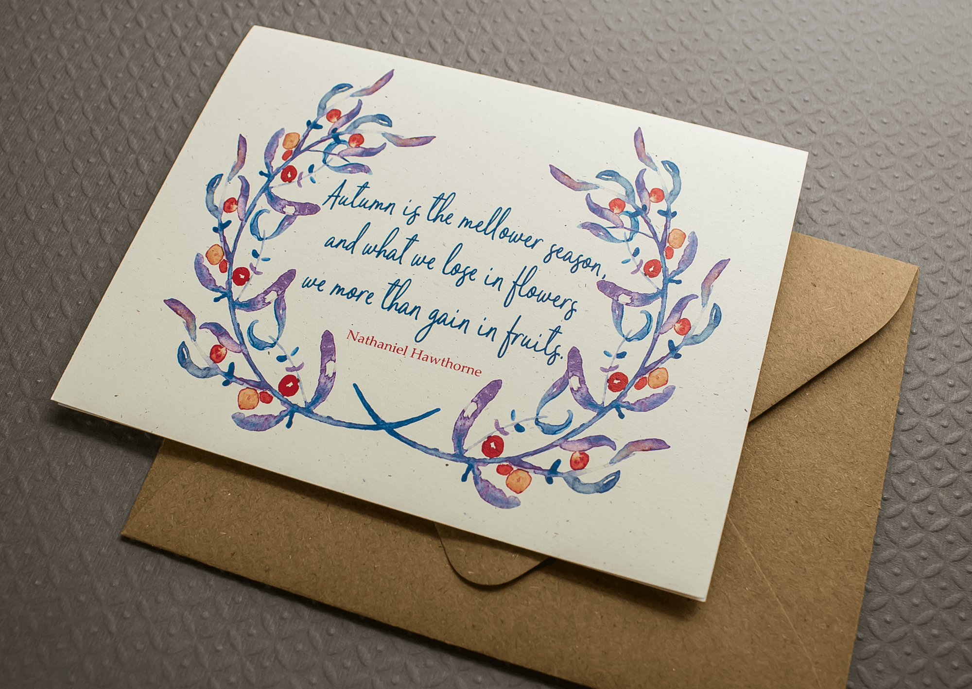 Autumn Greeting Card - Nathaniel Hawthorne Quote - Sunshine and Ravioli