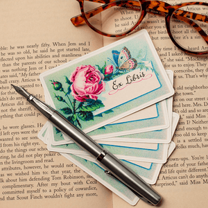 Rose and Butterfly Bookplate Stickers - Sunshine and Ravioli