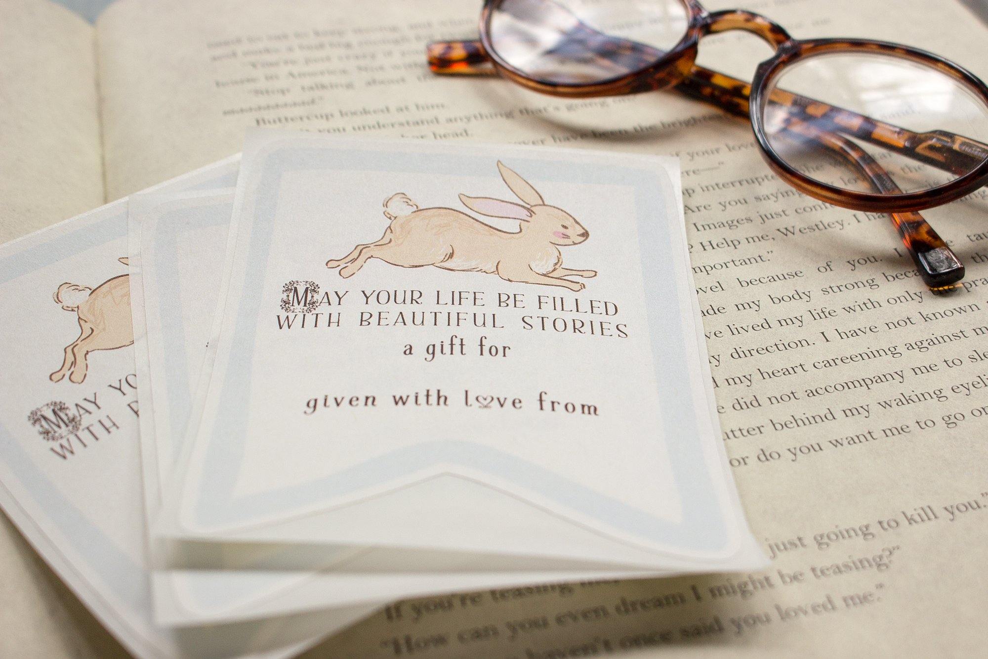 Bunny Baby Shower Bookplates - Blue - set of 10 - Sunshine and Ravioli