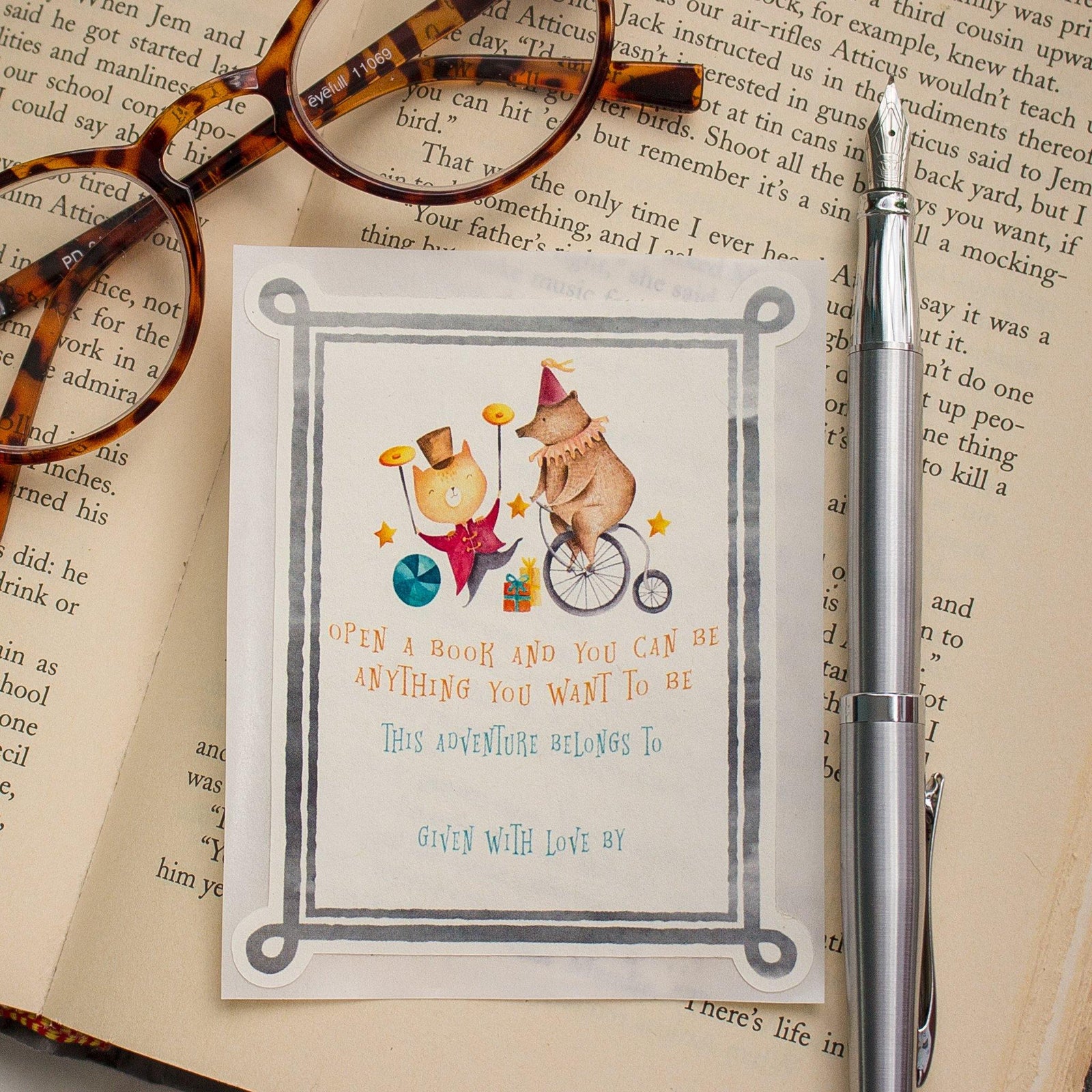 Circus Cat and Bear Baby Shower Bookplates - set of 10 - Sunshine and Ravioli