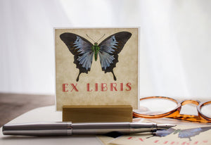 Ex Libris bookplate stickers - blue butterfly - set of 10 - Sunshine and Ravioli