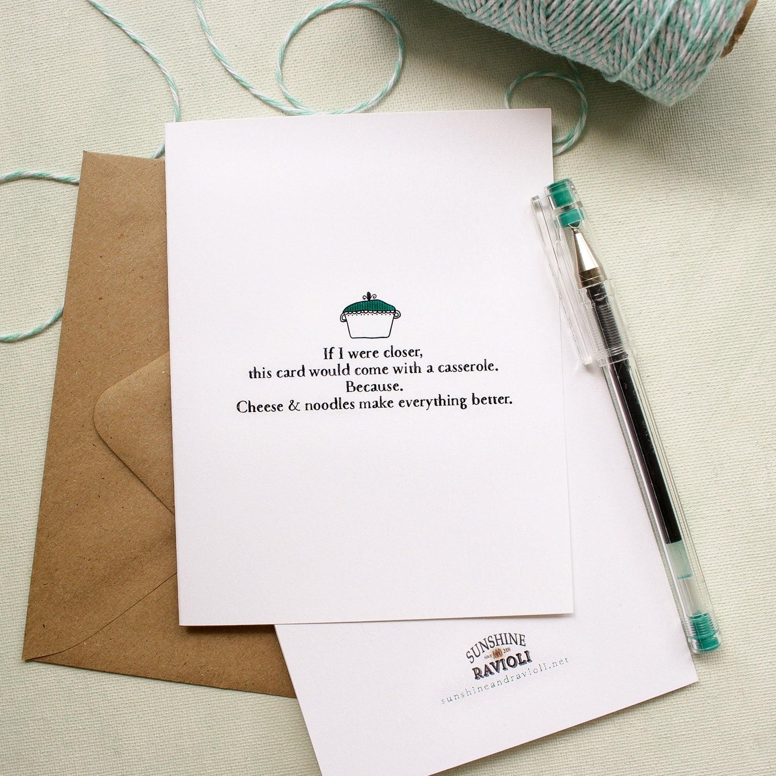 Get well card - everything is better with a casserole - condolence card - get better over the miles