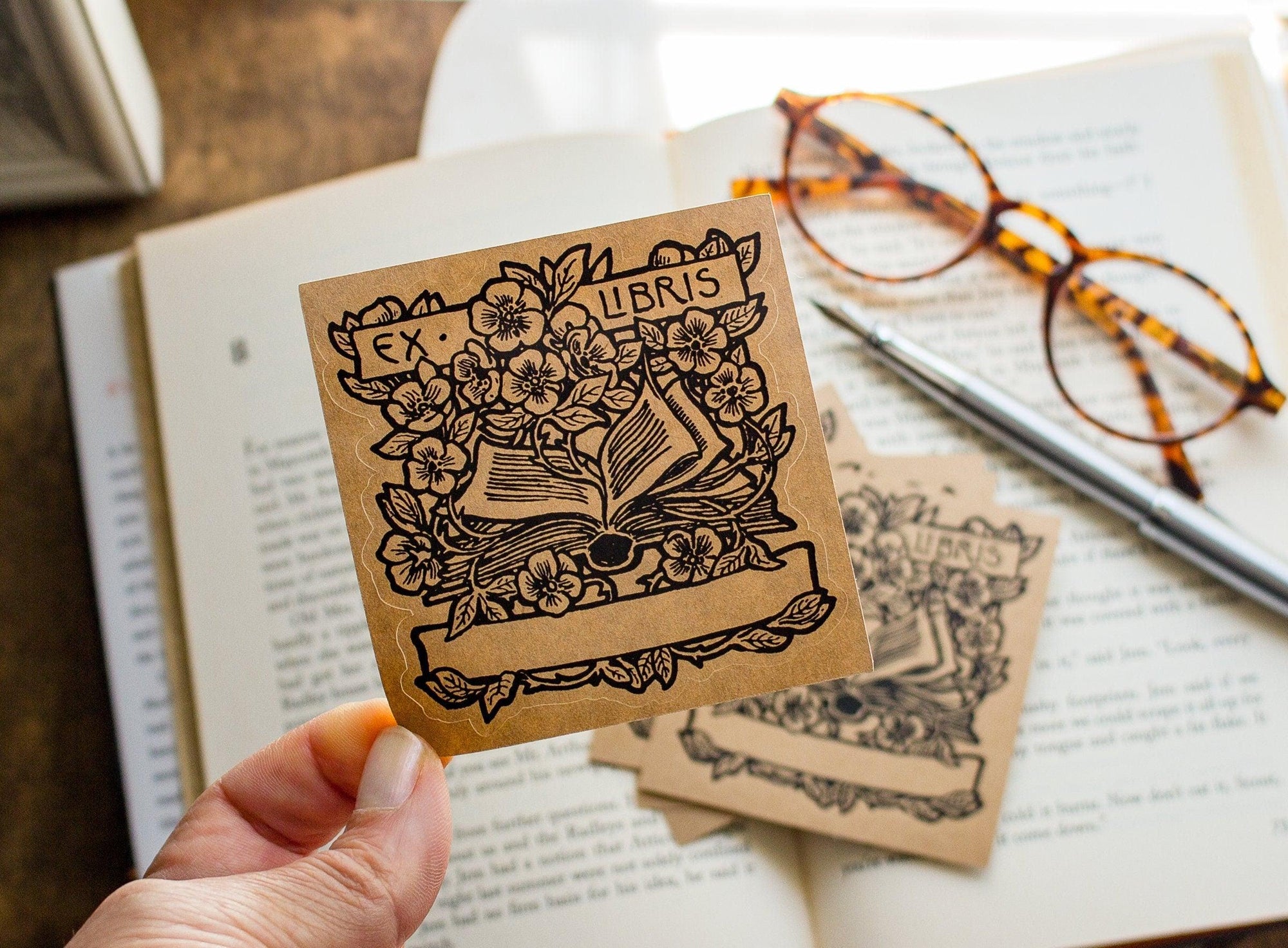 Personalized Bookplate Stickers - Custom Ex Libris Book Labels - Graduation Gift - Floral Book Plates - Set of 10