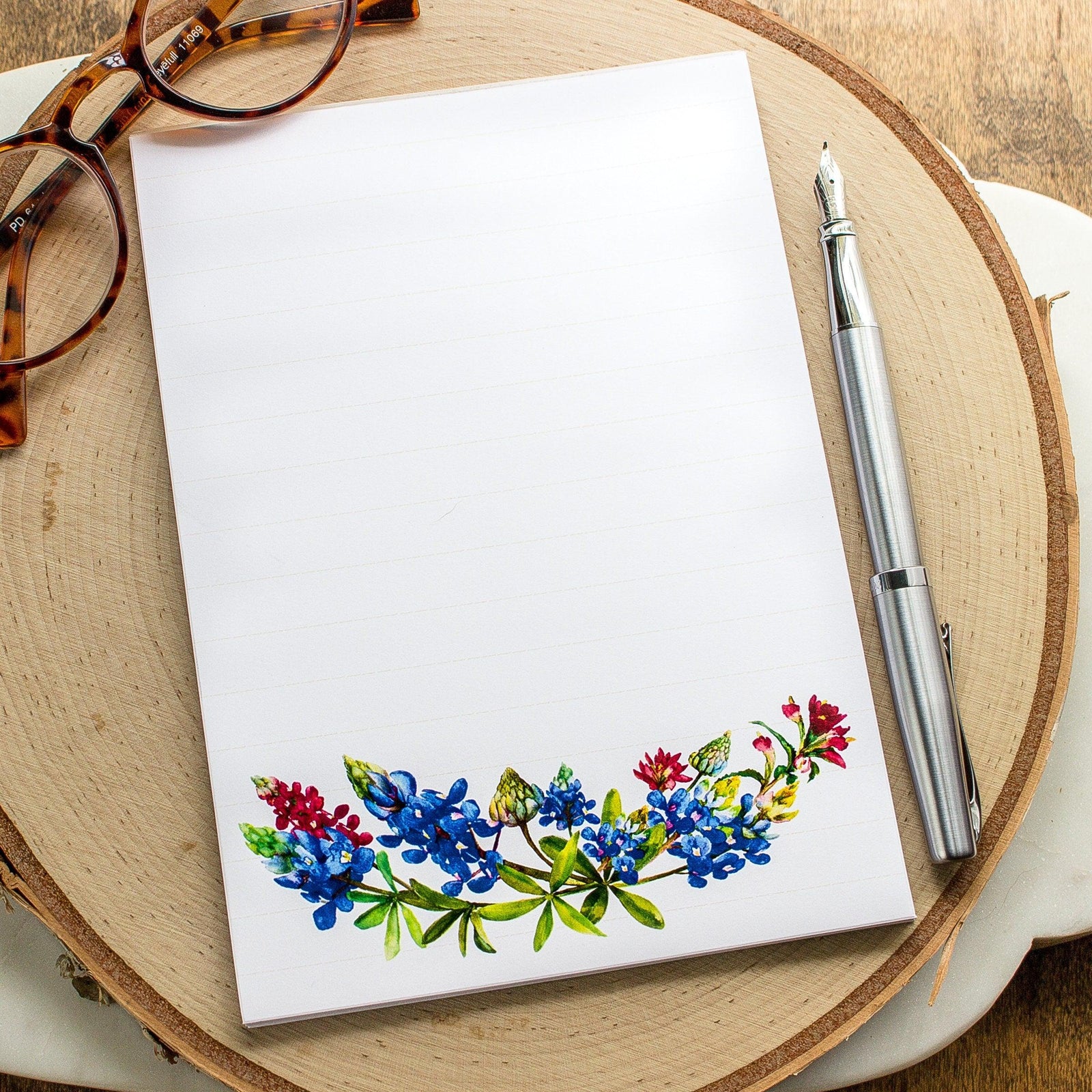 Personalized Texas wildflowers Notepad - Watercolor To Do List - Texas Bluebonnets Note Pad - Custom Lined Note Pad - Gift for Gardeners