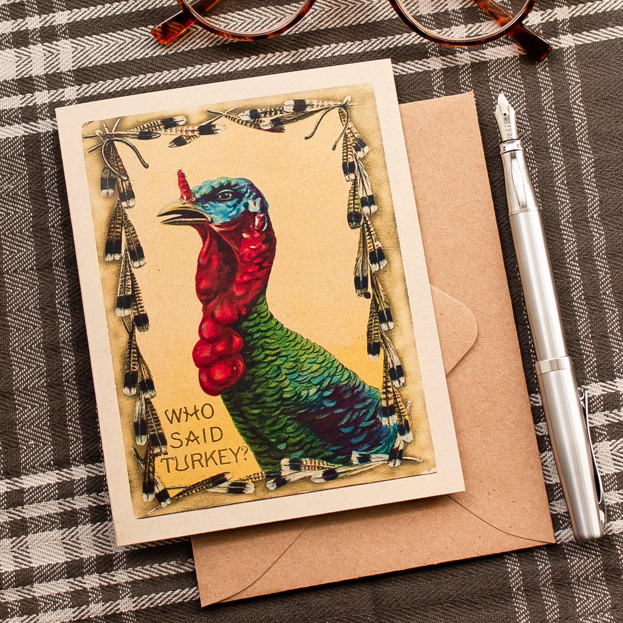 Funny Thanksgiving Card - Humorous Turkey Greeting Card - Harvest  Note Card - Thanksgiving Greeting - Rustic Thanksgiving Cards