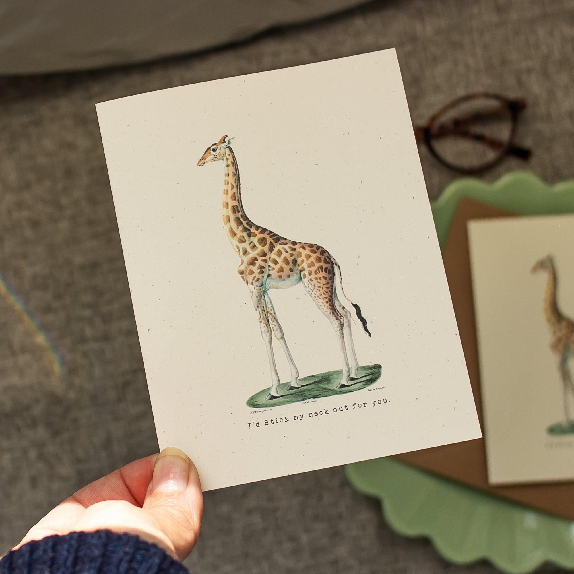 Giraffe Friendship Card - Supportive Card for Best Friend - Funny Giraffe Card - Motivational Encouragement Card