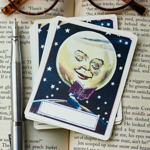 Personalized Bookplate Stickers - Reading Moon Celestial Book Plates - Custom Reading Gift for Star Gazers - Bookish Gift