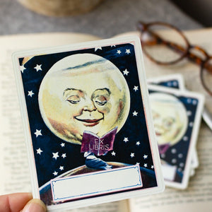 Personalized Bookplate Stickers - Reading Moon Celestial Book Plates - Custom Reading Gift for Star Gazers - Bookish Gift