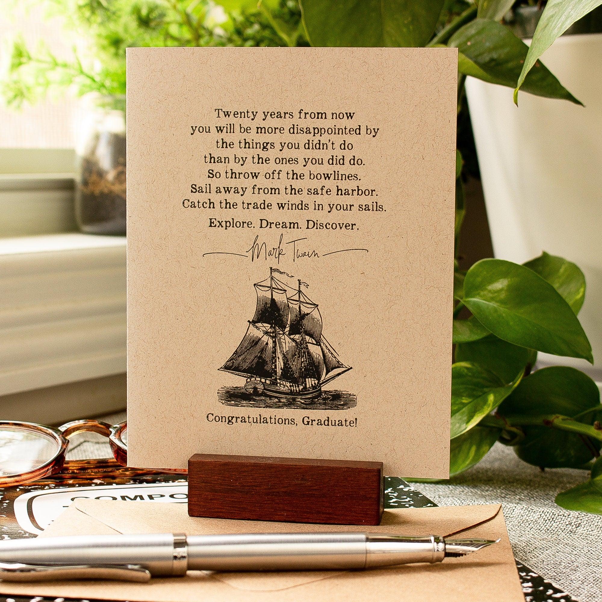 Graduation Card - Mark Twain Quote - Congratulations Greeting Card for the Graduate - Graduation Gift Card